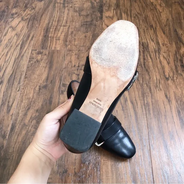Kate Spade • Alia Buckle Leather Mule Loafers black block heel pump chunky - Image 12