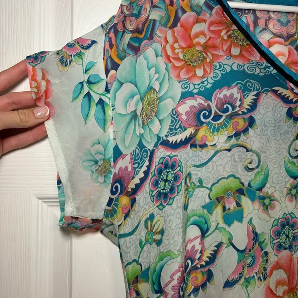 Johnny Was Floral Sheer Tunic - Image 7