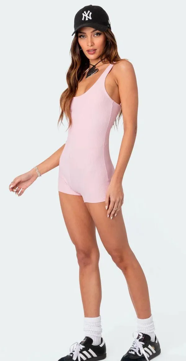 Edikted Drea Open Back Ribbed Romper - Image 3