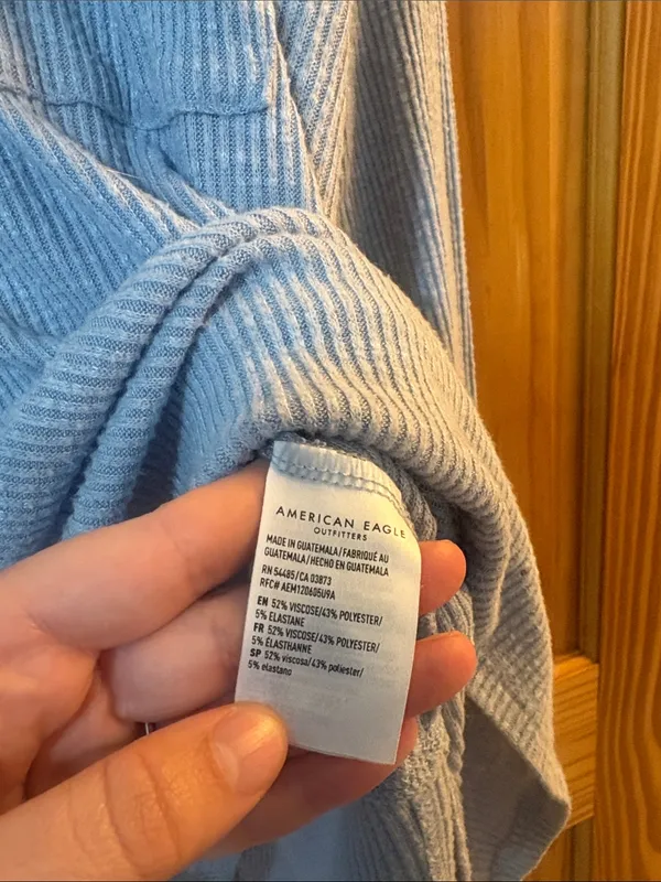 American Eagle Size Small Blue Pocket Long-Sleeve Shirt - Image 5