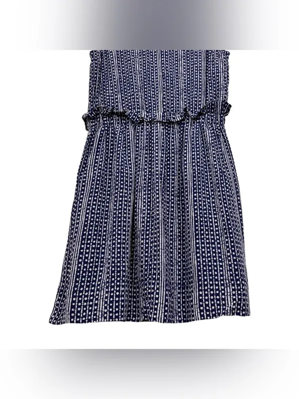 Madewell Blue White Batik Print Silk Paperbag Ruffle Waist Dress Size 8 Womens - Image 9