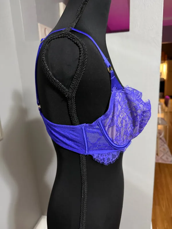Victoria's Secret Shine Strap Unlined Low-Cut Lace Demi Bra Violetta 36C - Image 2