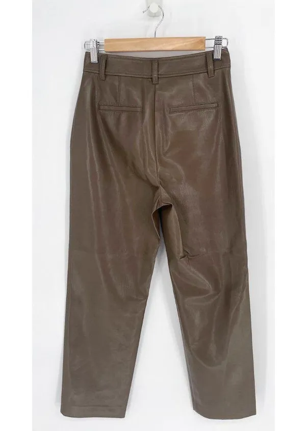 Aritzia Babaton Command Faux Leather Crop Pants Vegan Brown Women's 4 - Image 6
