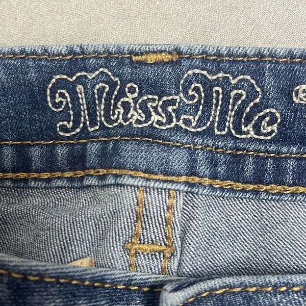 Miss Me 26 X 29 Skinny Mid Rise Denim Jeans Blue 5‎ Pockets Stretch Distressed - Image 7