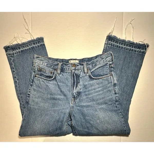 Free People Release Boot Cut Jeans Size 28 Raw Hem High Rise‎ Crop Y2K Frayed - Image 7