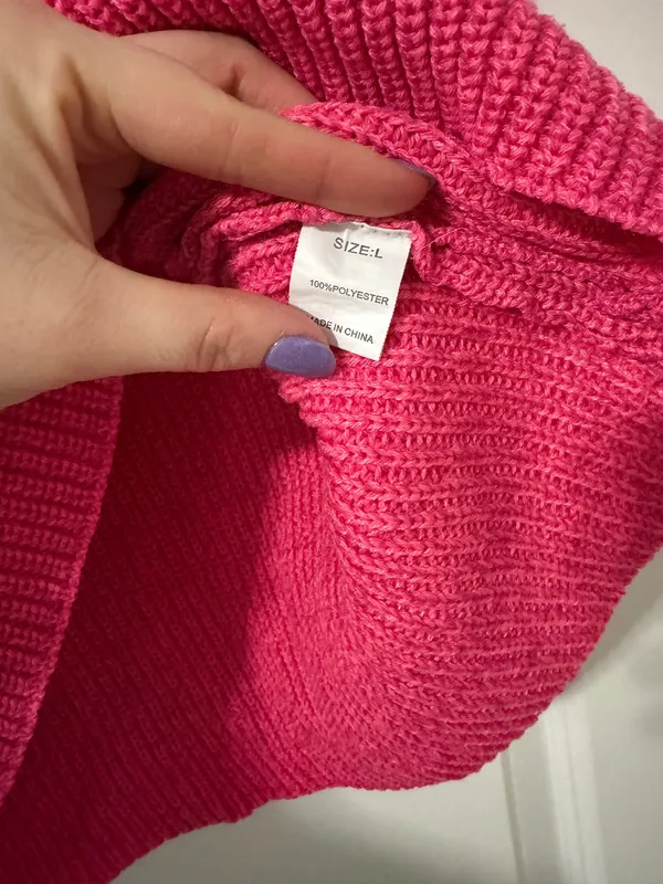 Pink knit quarter zip Size L - Image 3