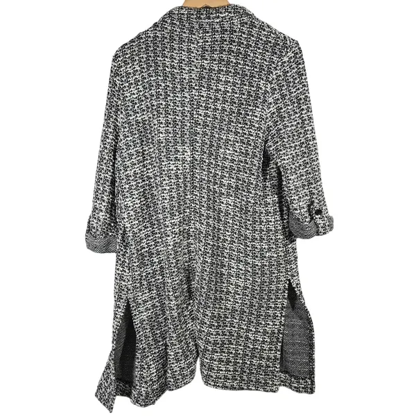 Adyson Parker Womens Blazer Jacket Black White Textured Open Front Long Sleeve L - Image 2