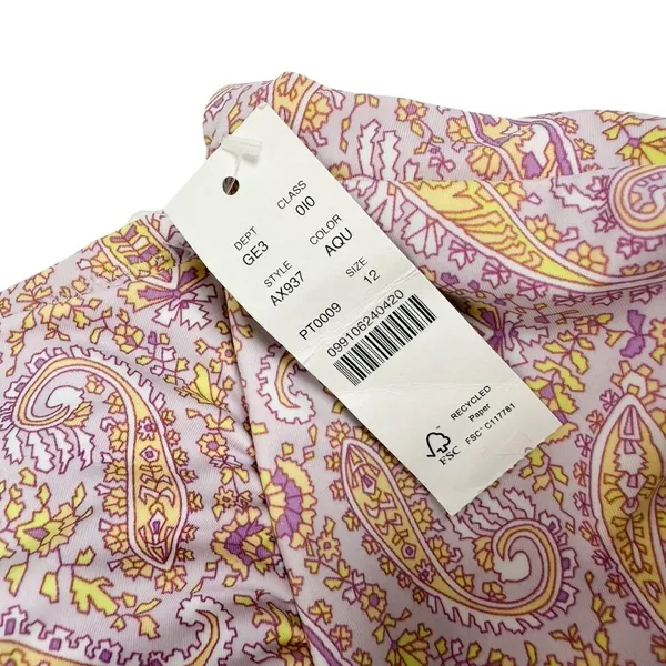 NWT J. Crew Eco Plunge One Piece‎ Swimsuit Beach Paisley Peach Size 12 - Image 9