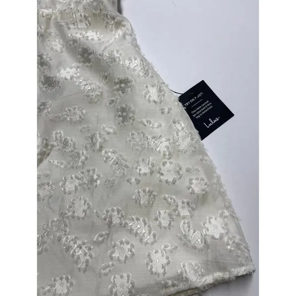 LULUS White Textured Floral Jacquard Mini Dress S - Image 5