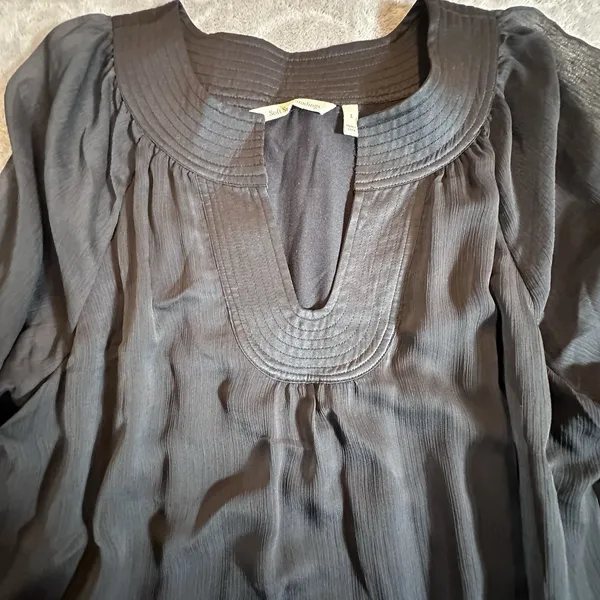 Soft Surroundings Olga Black Sheer Lined Tiered Maxi Dress L Elegant Timeless - Image 11