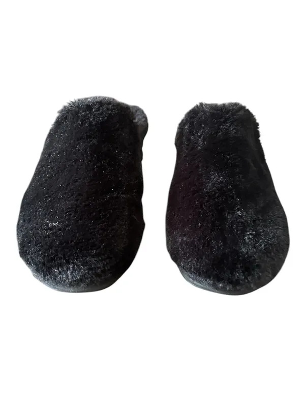 JAMBU Selma Black Faux Fur Mule Clog Slipper Lug Rugged Soles Shoes 7.5 - Image 3