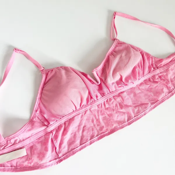 PINK Victorias Secret Womens Coquette Flocked Floral Mesh V-Notch Bralette M‎ - Image 8