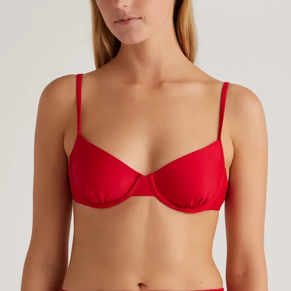 NWOT Quince Women's Italian Demi Bikini Top Red Size L - Image 5