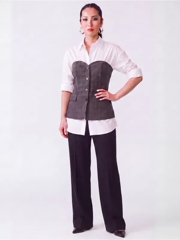 Zara Gray Plaid Strapless Bustier Top corset waistcoat office siren tailored - Image 3
