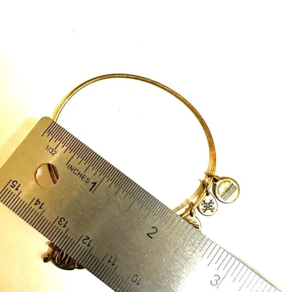Alex and Ani love charm gold tone bangle bracelet - Image 3