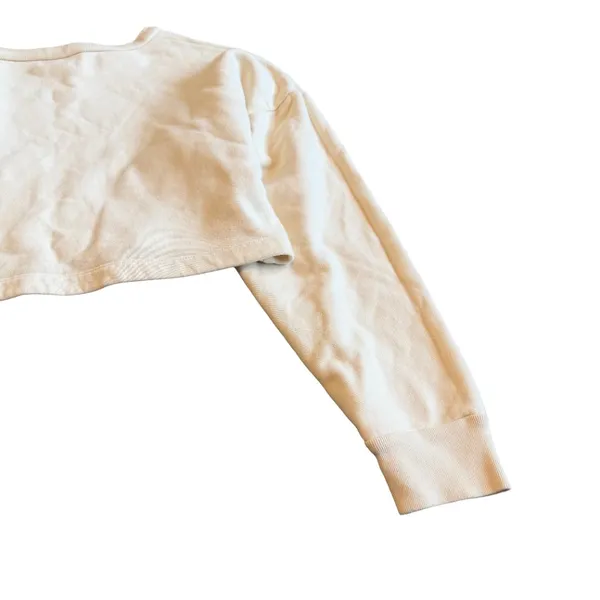 Reformation Cream Cropped Length Pullover Sweater Crew Neck Size Small Women's - Image 7