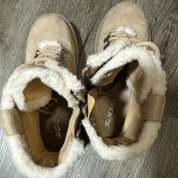 Soda Beige Lace-Up Winter Boots - Image 6