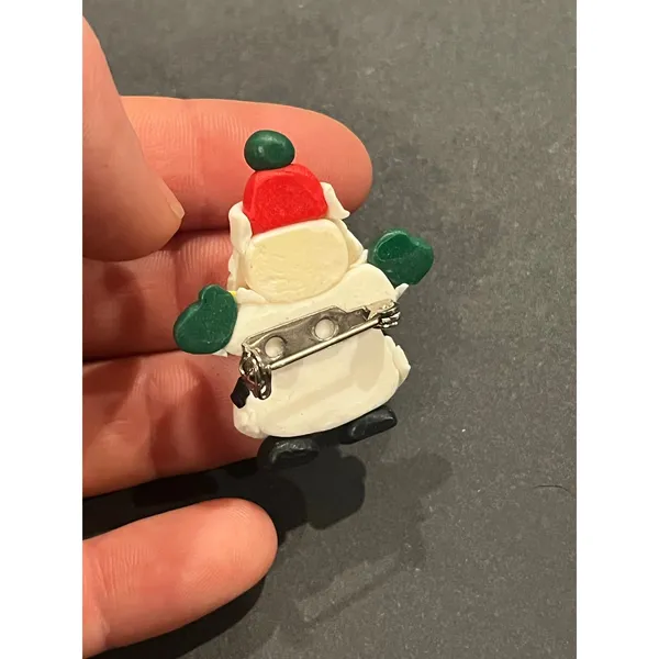 Handmade Vintage Clay Christmas Holiday Santa Pin Brooch - Image 3