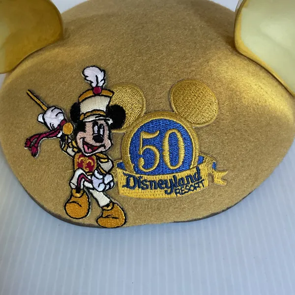 Vintage Disneyland 50th Anniversary Mickey Mouse Gold Ears Hat Infant Disney - Image 2