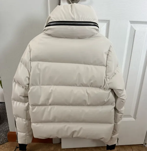 SAM. Vegan Leather White Quilted Puffer Jacket with High Collar - Image 12