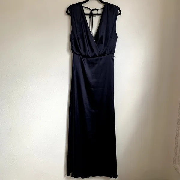 NWT Dessy Collection‎ Charmeuse Cap Sleeve Gown Dress in Midnight Blue - Image 4