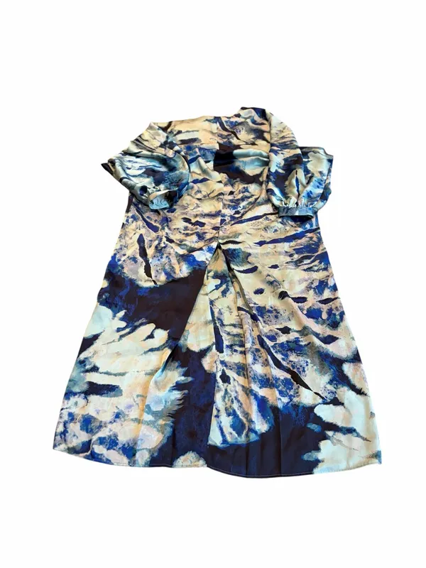 ZARA satin effect blue tie dye dress nwt - Image 4