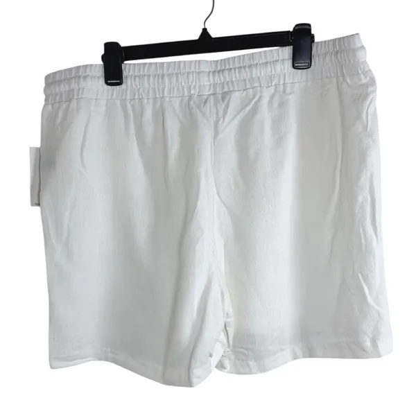 Marissa Olivia Women Linen Blend Shorts White XL Drawstring Casual Resort - Image 3