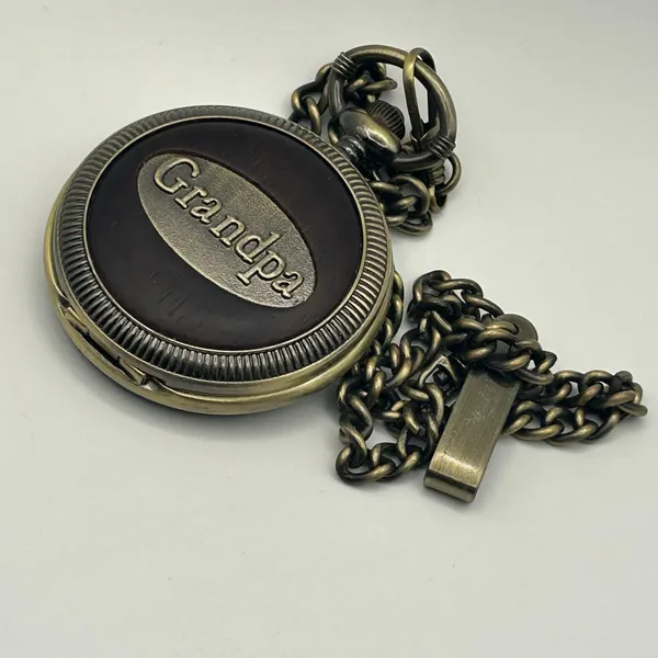 Grandpa Bronze Classic Analog Pocket Watch Working New Battery - Image 3
