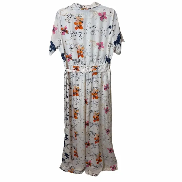 America and Beyond Jaguar Floral Silk Blend Jumpsuit Boho Resort Vacation Large - Image 7