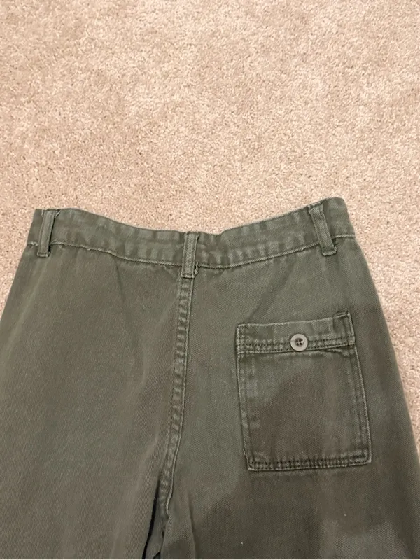 Olive Green Wide Leg Cargo Pants - Image 6