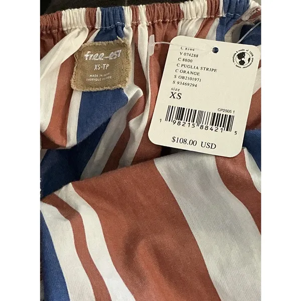 FREE PEOPLE NWT $108 Free-Est Serena Striped Midi XS Open Bow Tie Back - Image 5