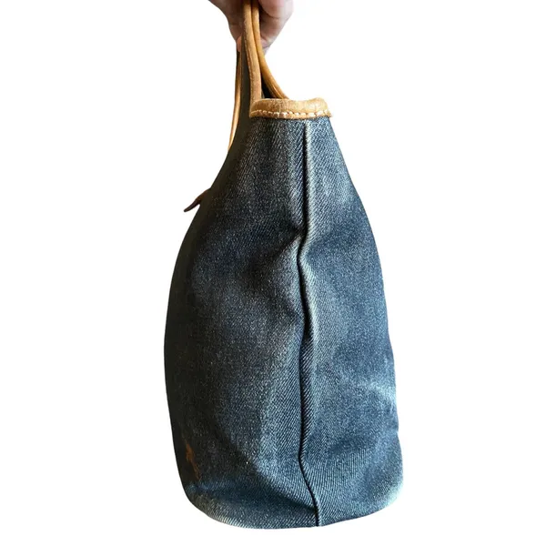 Burberry Of London Blue Denim Leather Trim Tote - Image 4