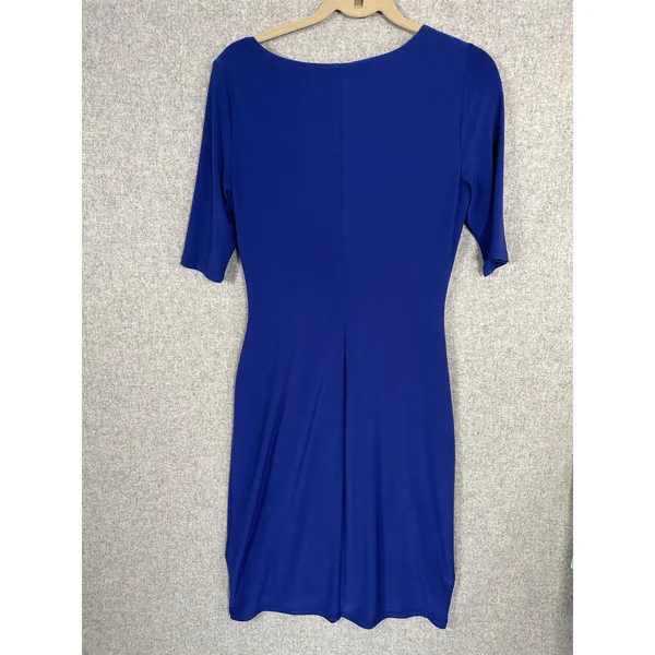 Lauren‎ Ralph Lauren Womens Dress Size 10 Blue Stretch Sheath Ruched Bodycon - Image 2