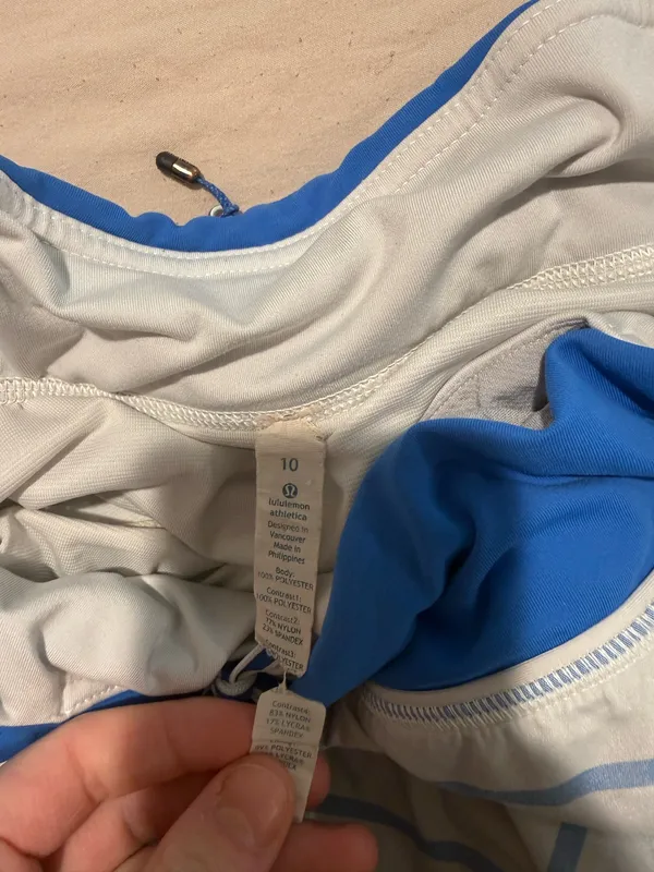Blue and white striped Lululemon hotty hot shorts - Image 3
