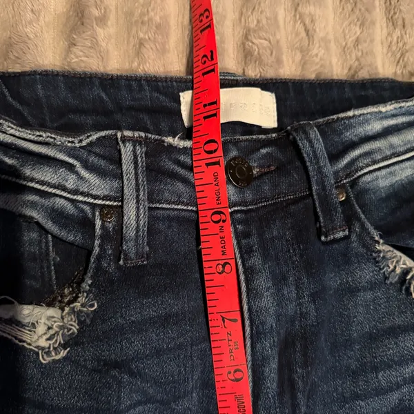 Petra 153 Womens High‎ Rise Wide Leg Jeans Dark Wash Raw Hem Size 5/26 - Image 6