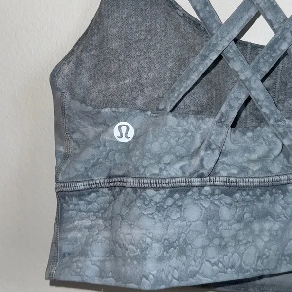 Lululemon Energy Bra Long Line Ice Dye Size 4 Gray - Image 5
