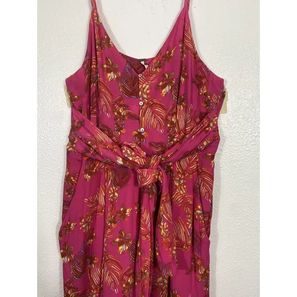 Free People Hot Tropics Jumpsuit Pink Orange Size 2 - Image 7