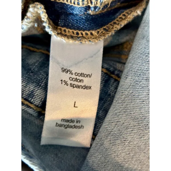 Maurices Distressed Denim Shortalls Light Wash Raw Hem Overalls Large 734937 - Image 8