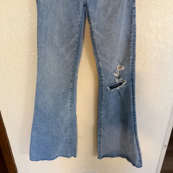 American Eagle Flare‎ Jeans Women 0 Blue Distressed High Rise Next Level Stretch - Image 5