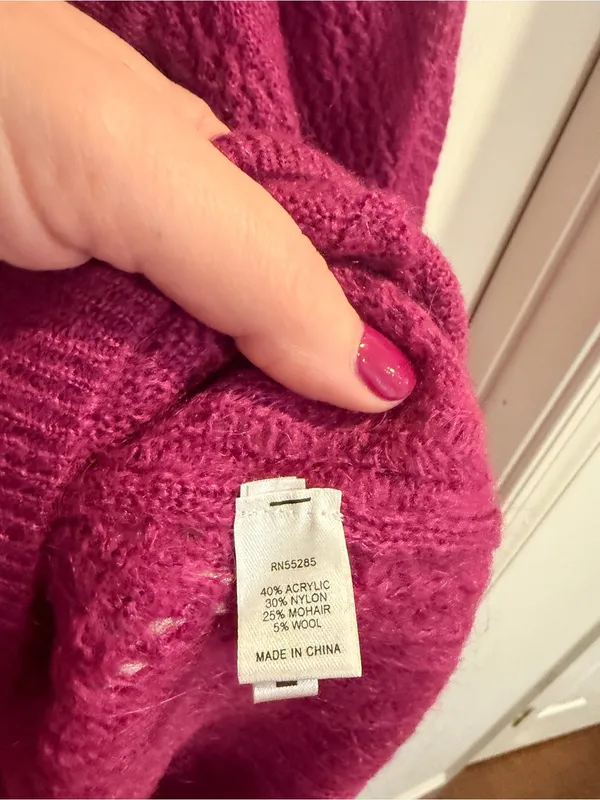 Express Magenta Short Sleeve Knit Mohair Wool Blend Scoop Neck Sweater - Image 11