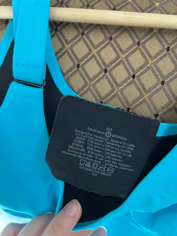 Lululemon Sports Bra Blue High Support 32D - Image 3