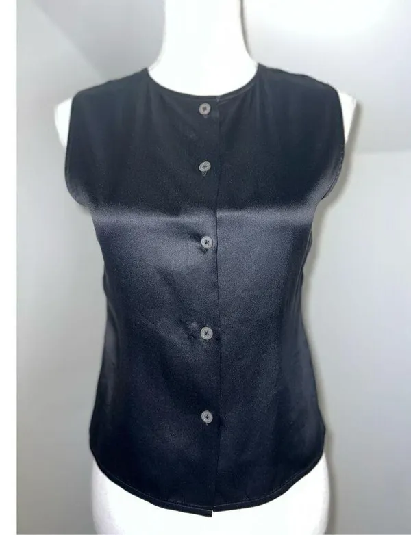 100% Silk Button Back Tank Top Women’s Size 8P - Image 8