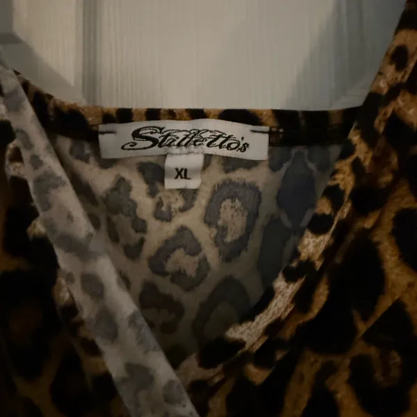 Leopard Print Wrap Dress Brown Size XL - Image 3