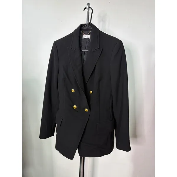 A.L.C. Women Black Double Breasted Gold Button Blazer Jacket - Image 4