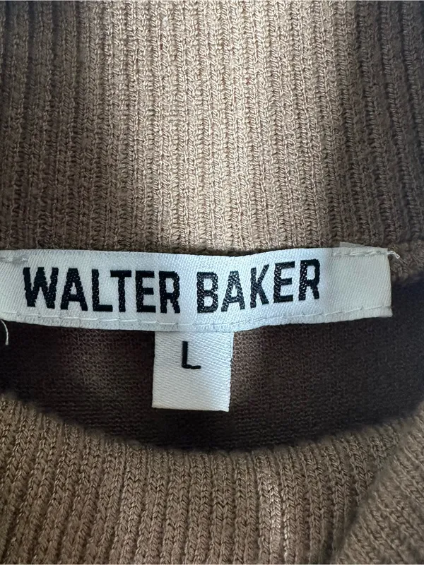 Walter Baker Brown Ribbed High Neck Puff Sleeve Knit Sweater Size Large - Image 9