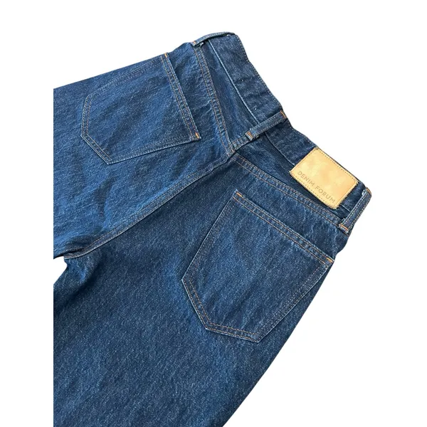 Denim Forum The Farrah Hi-Rise Wide Leg Jeans Dark Indigo Blue Dark Academia - Image 3