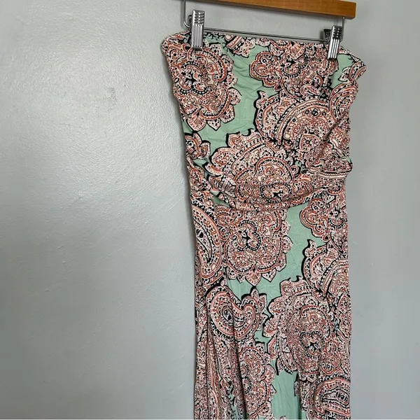 The Limited Strapless Paisley Maxi Dress Flowing Boho Green Orange Women’s XS - Image 3
