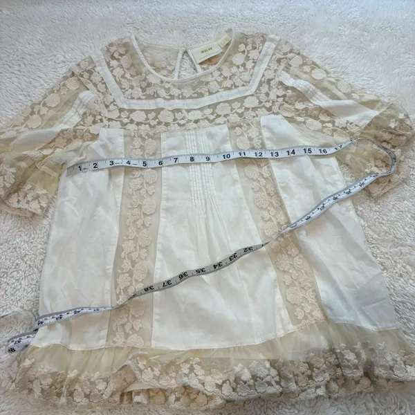 Maeve Womens Ivory Floral Lace Boho Festival Cottage Core Fairy Indie Top Sz 4 - Image 3
