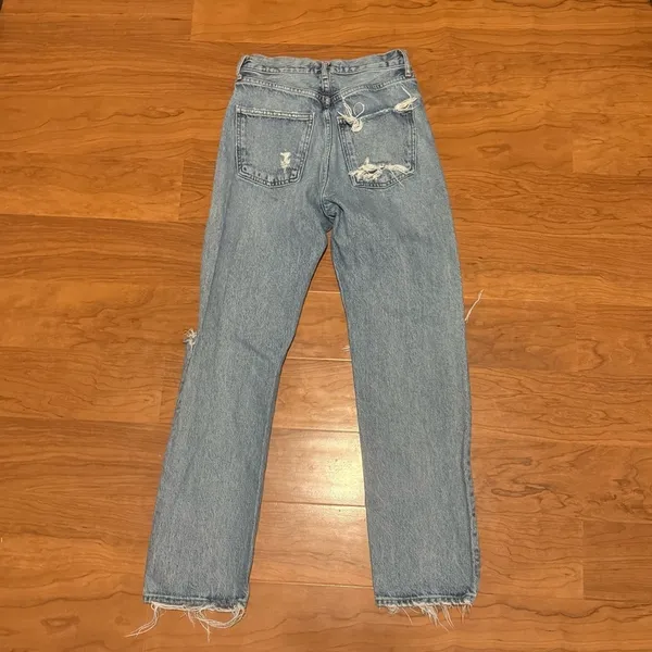 AGOLDE 90s Jean Distressed Loose Fit Denim Straight‎ Leg Light Wash size 23 - Image 3