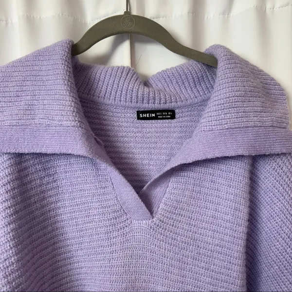 Light Purple Bishop Collar Oversized Valentine's Day Sweater Size Small - Image 5